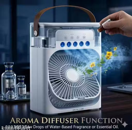 Portable Air Cooler Mini AC Fan with Humidifier, 3 Speed USB Table Fan with Water Tank for Personal Cooling, Compact Desktop Cooler for Home Office Study Room.